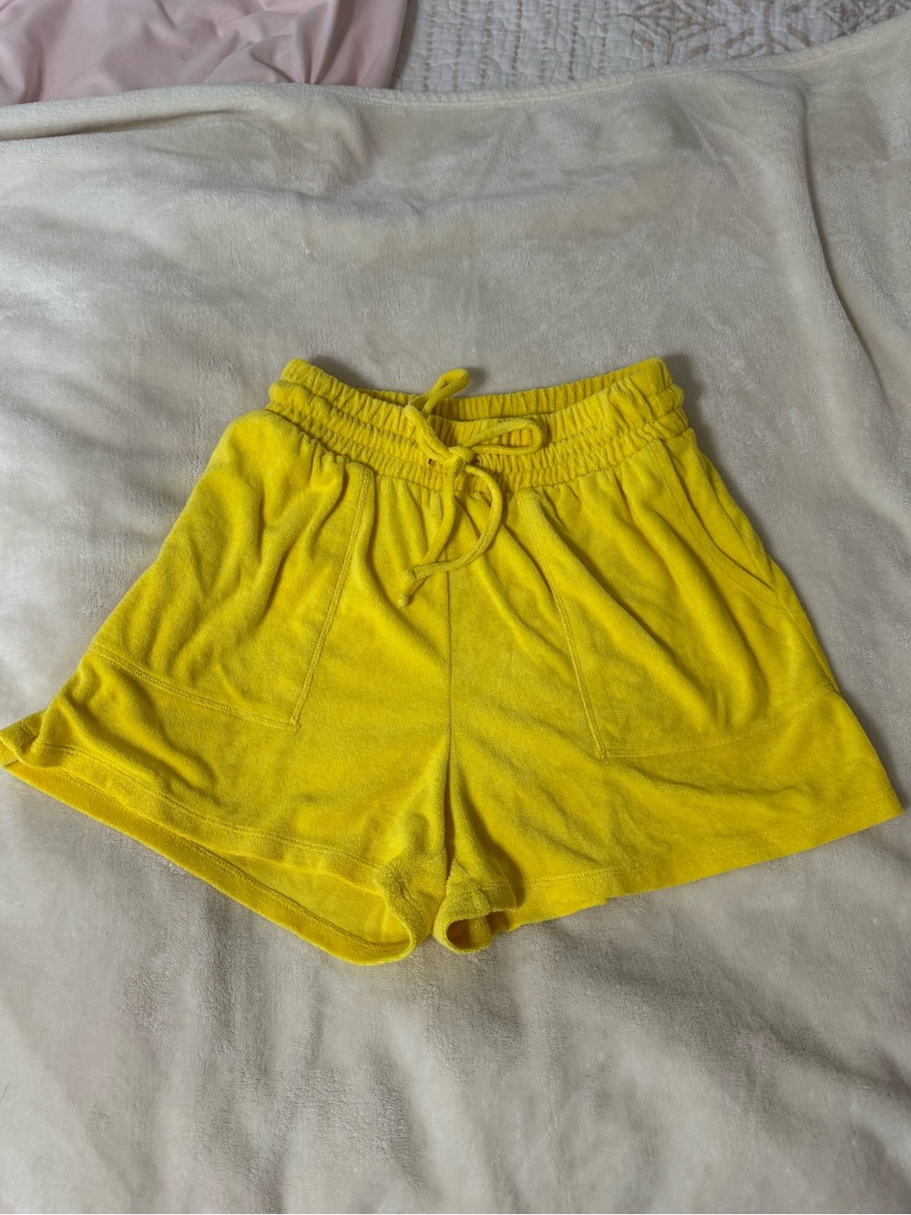 yellow terrycloth lounge shorts